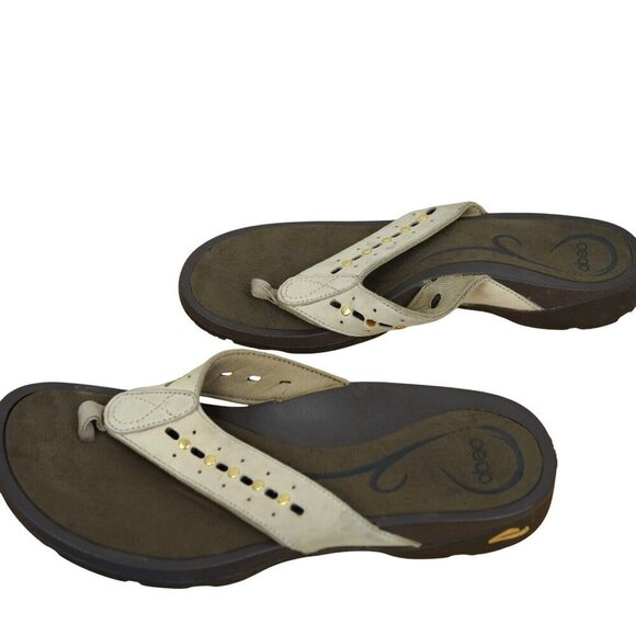 Abeo ARMIDA Beige Leather Flip Flop Sandals for Women Size‎ 7 - Picture 3 of 6